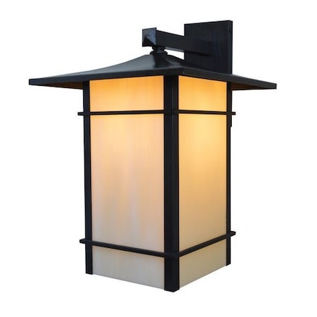 Arroyo Craftsman 12" Katsura Wall Mount With Toshi Overlay, Black, Rain Mist Glass KAB-12TSRM-BK